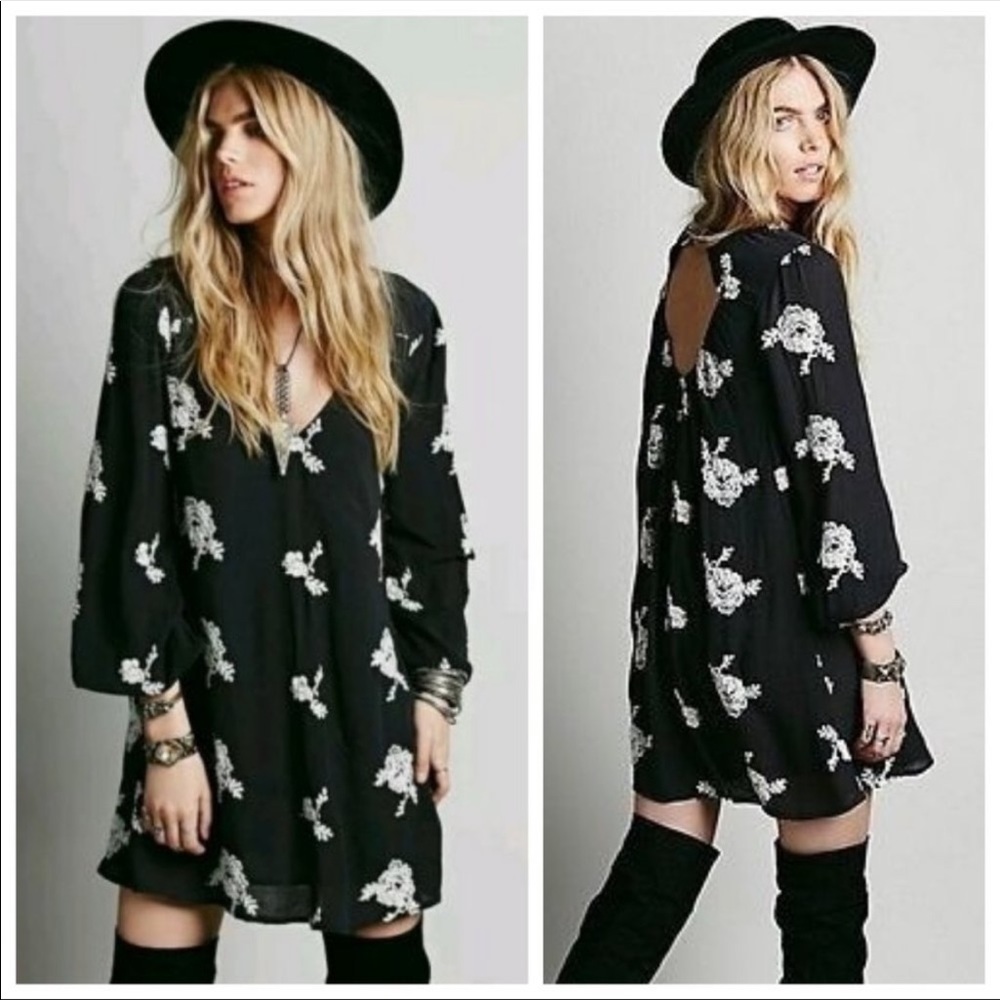 Free People Black and White Floral Dress